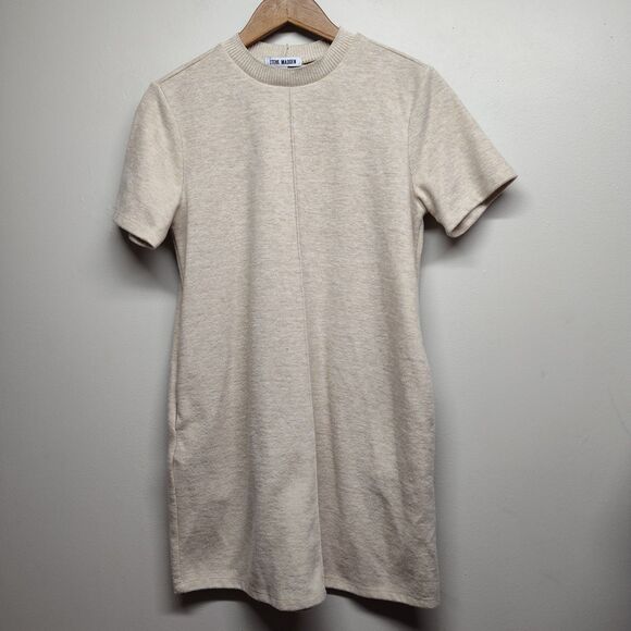 Steve Madden Dresses & Skirts - Steve Madden Sweater Mini Dress Women Size S Cream Short Sleeve Preppy Casual